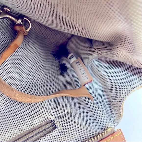 Vintage Dooney and Bourke Tan Leather and Fabric Logo Shoulder Bag - Picture 9 of 12